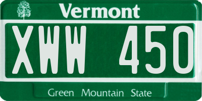 VT license plate XWW450