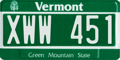 VT license plate XWW451