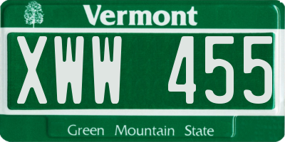 VT license plate XWW455