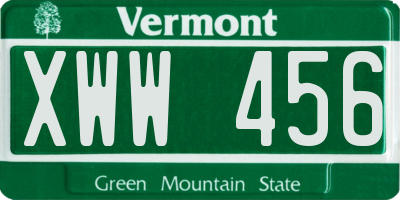 VT license plate XWW456