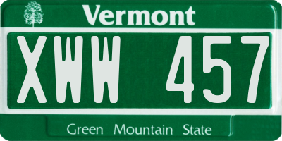 VT license plate XWW457