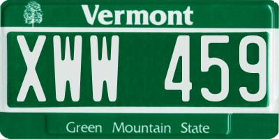 VT license plate XWW459