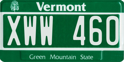 VT license plate XWW460