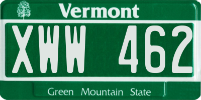 VT license plate XWW462