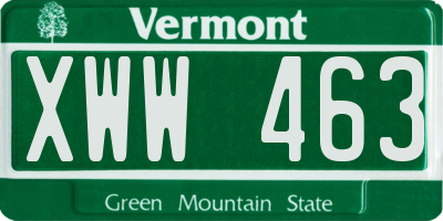 VT license plate XWW463