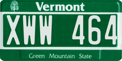 VT license plate XWW464