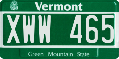 VT license plate XWW465
