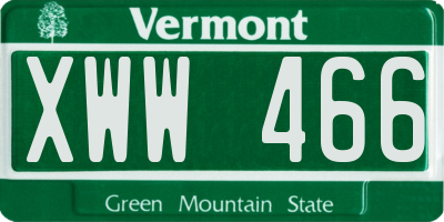 VT license plate XWW466