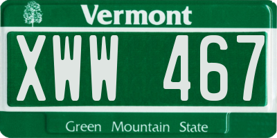 VT license plate XWW467