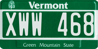 VT license plate XWW468
