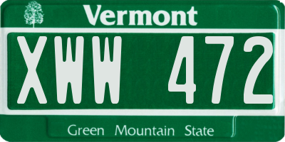 VT license plate XWW472