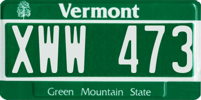 VT license plate XWW473