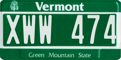 VT license plate XWW474