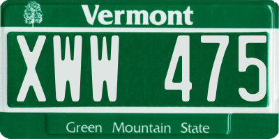 VT license plate XWW475