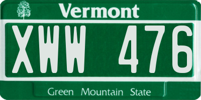VT license plate XWW476