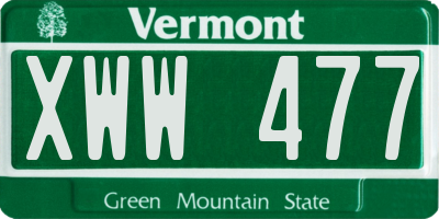 VT license plate XWW477