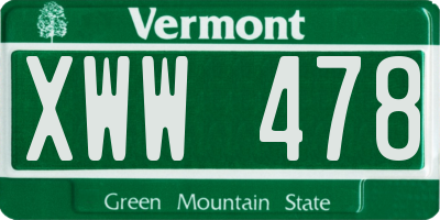 VT license plate XWW478