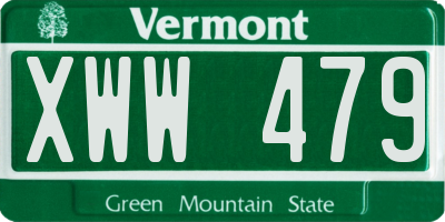 VT license plate XWW479