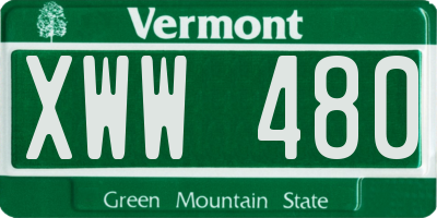 VT license plate XWW480