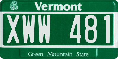 VT license plate XWW481