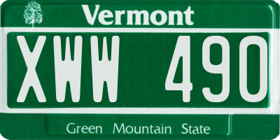 VT license plate XWW490