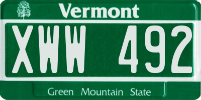 VT license plate XWW492
