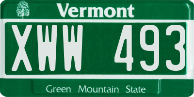 VT license plate XWW493