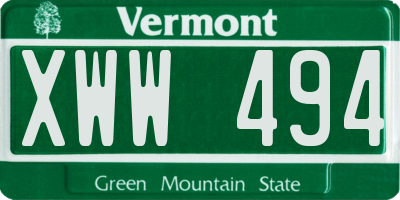 VT license plate XWW494