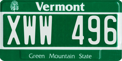 VT license plate XWW496