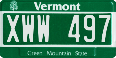 VT license plate XWW497
