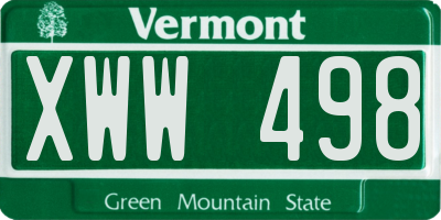 VT license plate XWW498