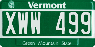 VT license plate XWW499