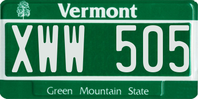 VT license plate XWW505