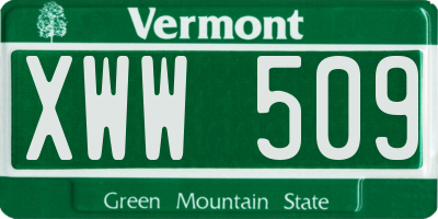 VT license plate XWW509