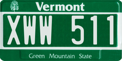 VT license plate XWW511