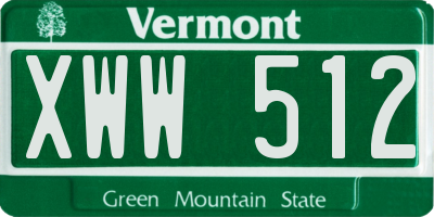 VT license plate XWW512
