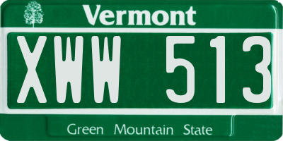 VT license plate XWW513