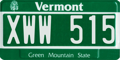 VT license plate XWW515