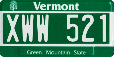 VT license plate XWW521