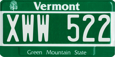 VT license plate XWW522