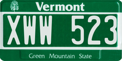 VT license plate XWW523