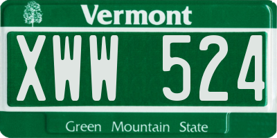 VT license plate XWW524