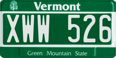 VT license plate XWW526
