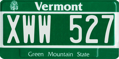VT license plate XWW527