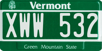VT license plate XWW532