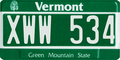 VT license plate XWW534