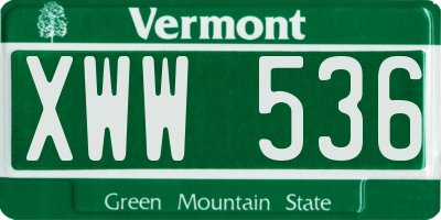 VT license plate XWW536