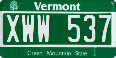 VT license plate XWW537
