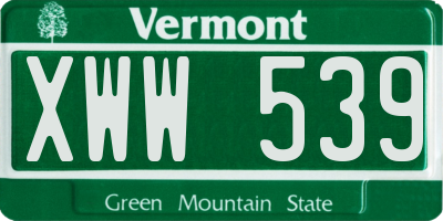 VT license plate XWW539