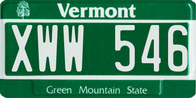 VT license plate XWW546